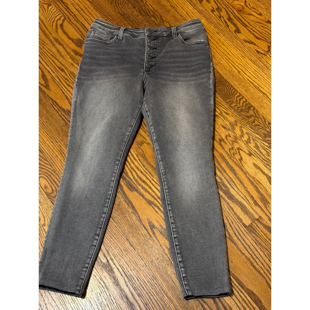 KUT from the Kloth Grey High Rise Button Fly Skinny Jeans Size 10